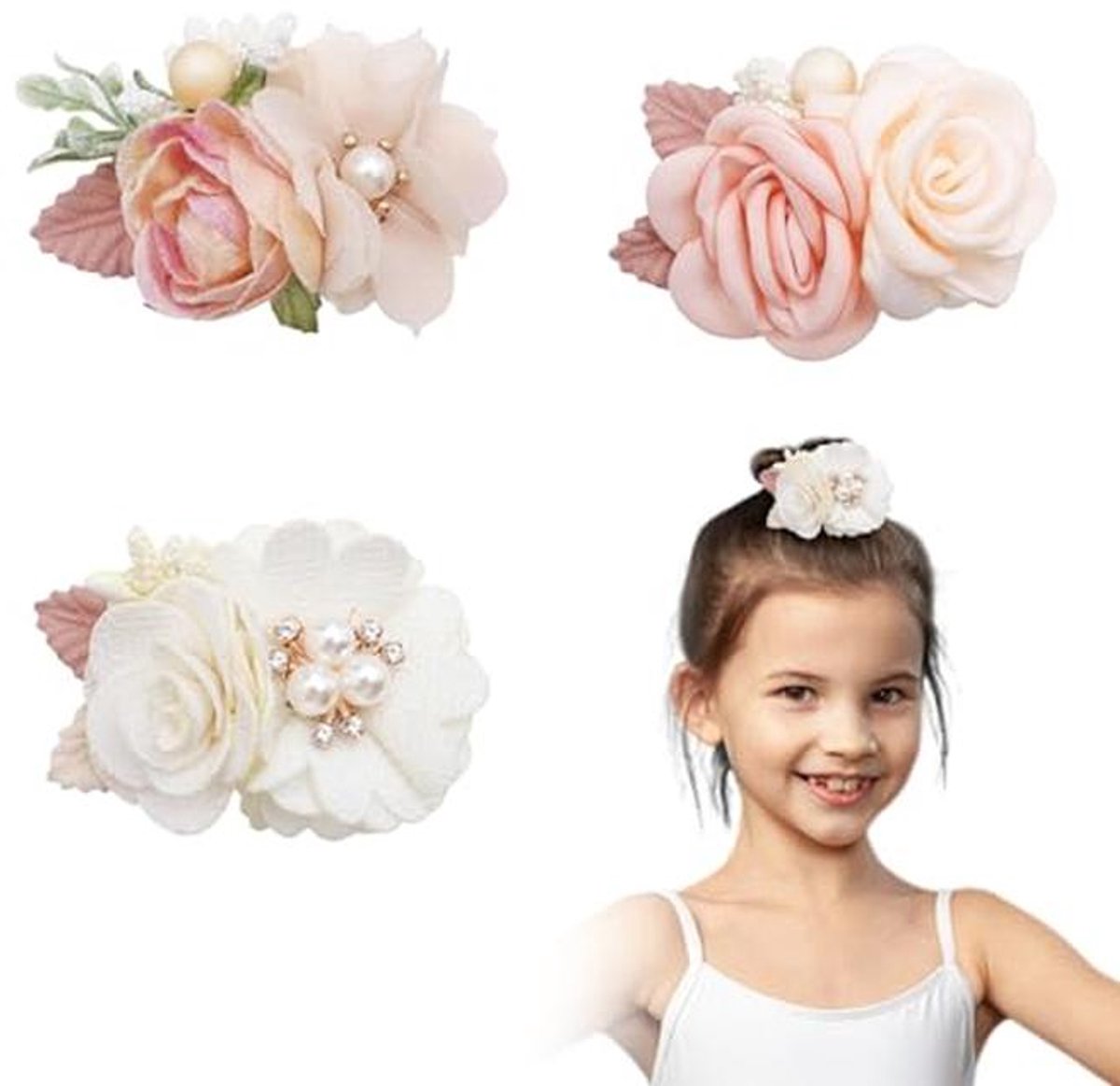 Elegante bloemen haarspelden voor kinderen - 3 stuks