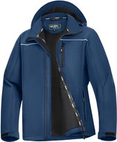BUBW Veste de Plein Air Homme - Veste Softshell 4 Saisons - Coupe-Vent - Déperlante - Veste de Plein Air Homme - Poches à Fermeture Éclair - Doublure Polaire Chaude - Met Capuchon - Taille XL - Bleu Foncé