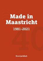 Boekomslag met rode achtergrond, grote witte tekst 'Made in Maastricht' en '1981-2021'. Grote '40' op de achtergrond.