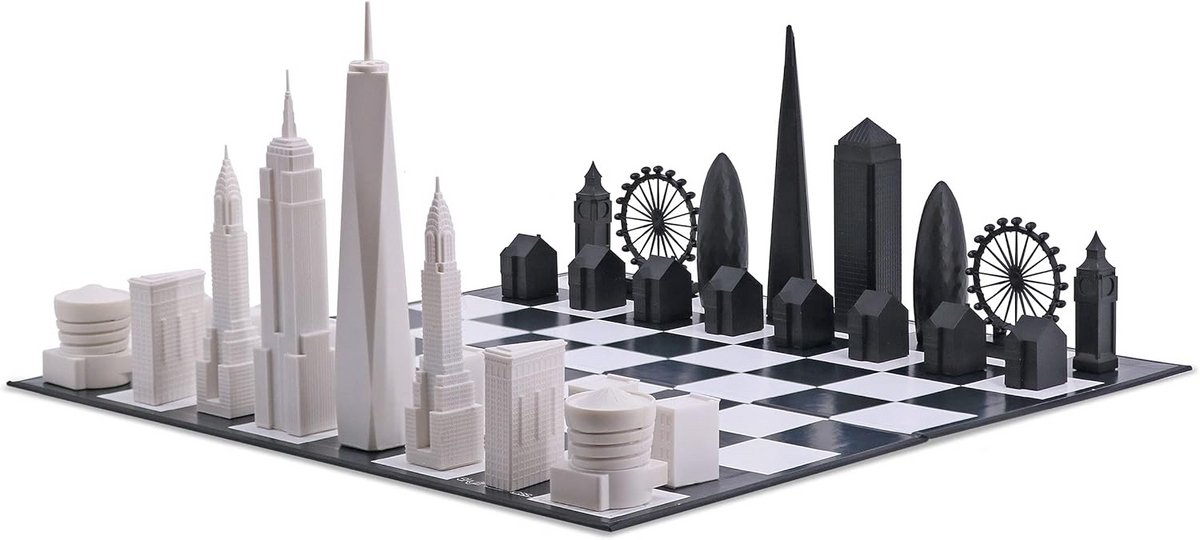 Architectonisch Schaakspel Londen vs New York Deluxe Editie - Inklapbare Speeltafel