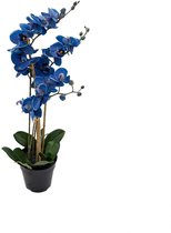 AONELAS Dahlia Studios Kunstbloemen in pot realistische witte phalaenopsis orchidee in zilveren pot woondecoratie woonkamer kantoor slaapkamer badkamer keuken eetkamer 58,4 cm hoog