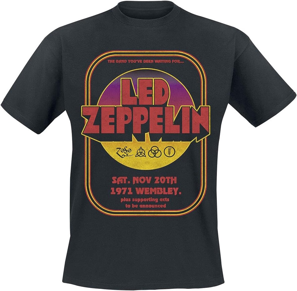 Led Zeppelin '1971 Wembley' T-shirt in zwart, officieel gelicenseerd, 100% katoen