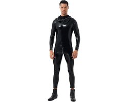 Wetlook bodysuit voor heren - metallic jumpsuit met lange mouwen - full-body pak in strakke pasvorm