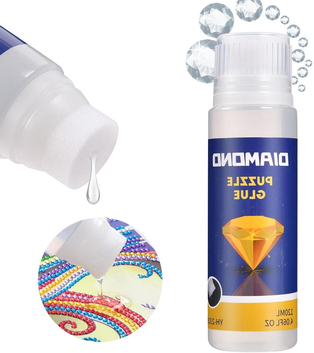 Ronte - Diamond Painting Sealer 120 ml - DIY Art met sponskop - sneldrogende lijm - anti-vergieten - verbetert helderheid - 5D-puzzel - hobbybenodigdheden