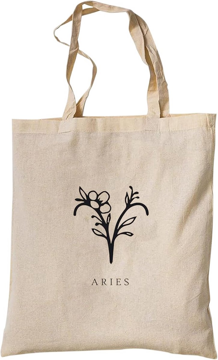 Jute Tas met Sterrenbeeld Opdruk - 100% Katoen - Duurzame Boodschappentas 38x42 cm