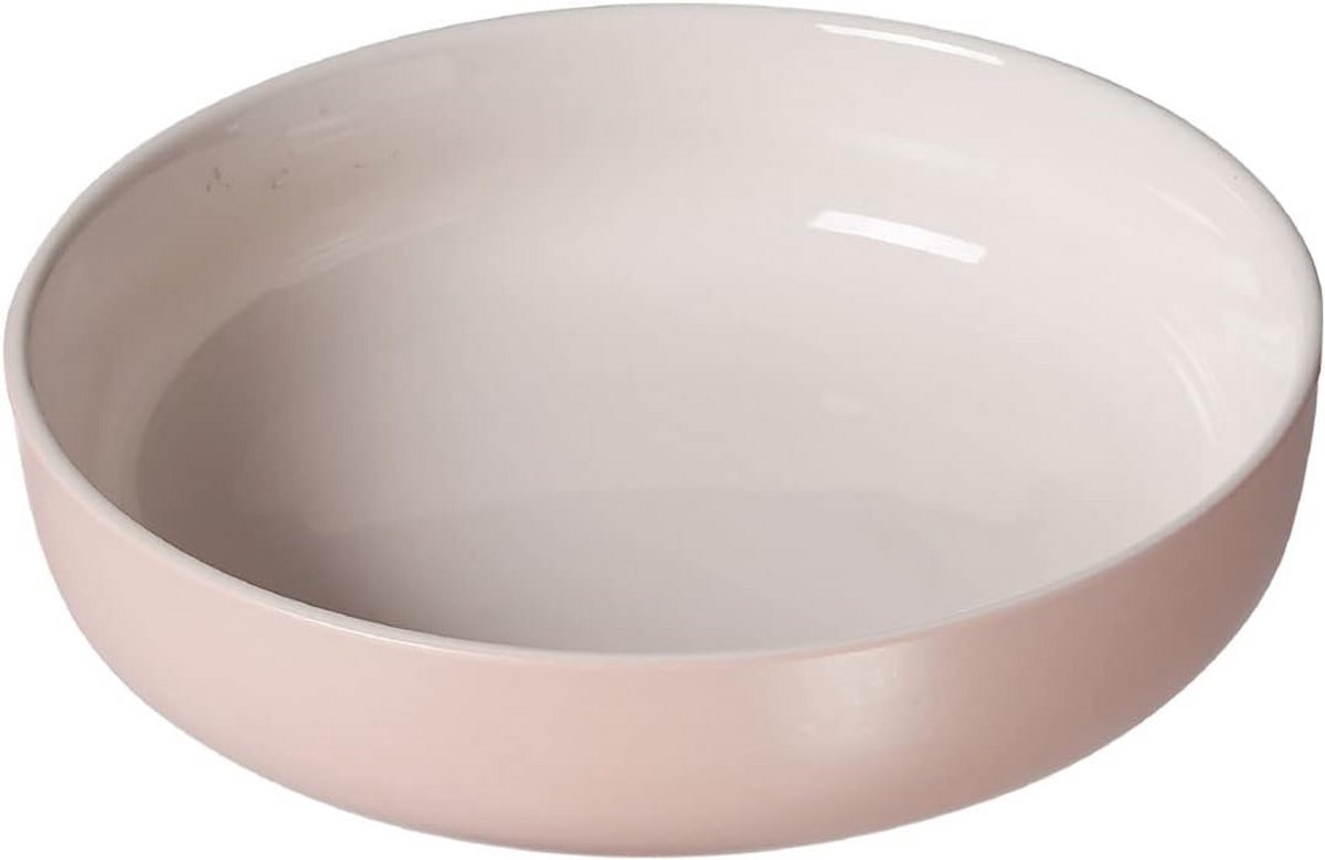Set van 4 Steengoed Schalen Ø 19 cm Grijs/Rosé - Servies voor Diner en Ontbijt