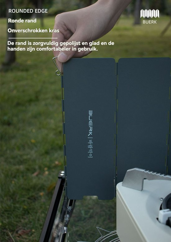 Windvrij Kookscherm - 84x24cm - 10delig - Anti-spatscherm - Vlambeveiligers - Campingscherm - Gasbrandschild - Warmtebeheerscherm - Buitenkeuken - Campingaccessoires van Merkloos — afbeelding 2