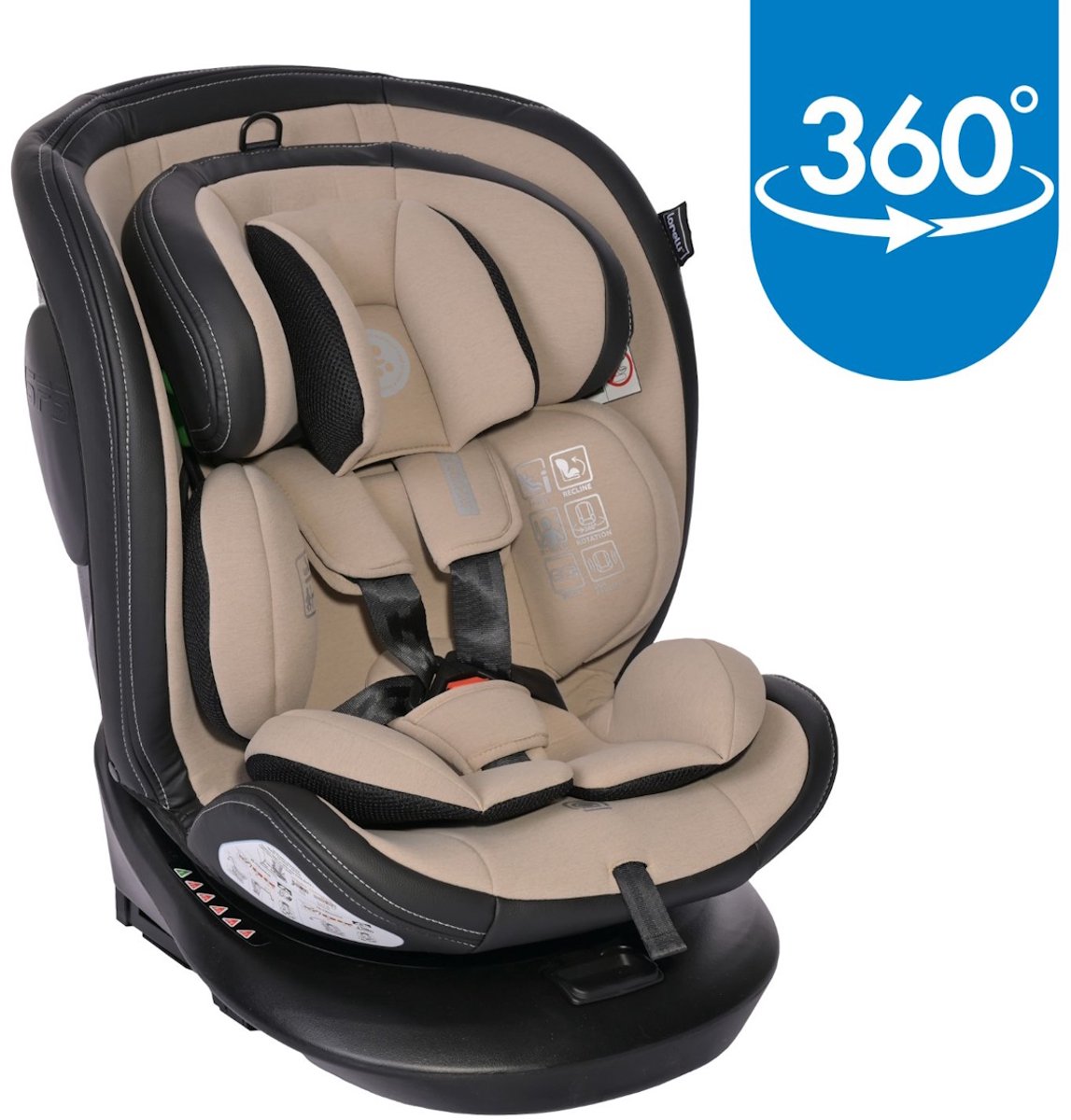 Lorelli Aviator Beige Autostoel - 40-150 cm - 360° Draaibaar - i-Size