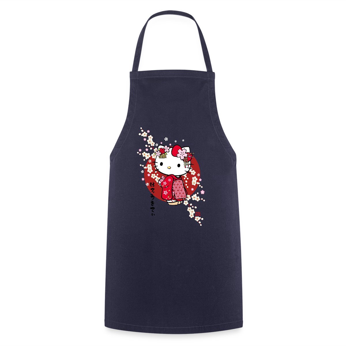 Hello Kitty In Een Rode Kimono En Kersenbloesems Keukenschort