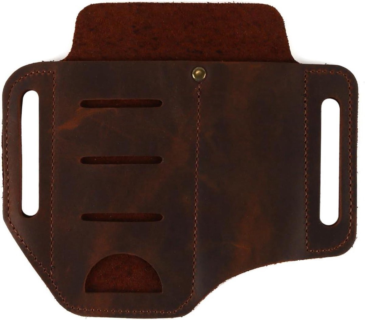 EGoods - Leren holster met riemlus en molle tactische tas voor zaklamp multitool pen - compacte uitrusting voor outdoor activiteiten (bruin)