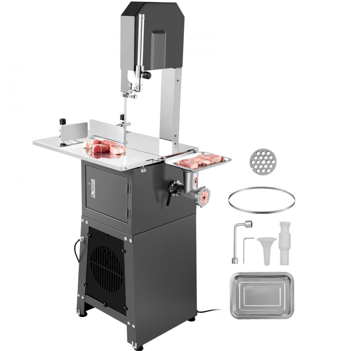 Commerciële Elektrische Vleeslintzaag - Verticale Botzaag - 550 W - Werkblad 38 x 48,5 cm - Voor Botten & Diepvriesvlees - Zaagblad Inbegrepen