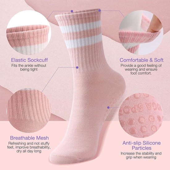 EGoods - Yoga sokken voor dames: antislip noppen, ABS, Pilates, Barre, dans, ballet, fitness - 8 paar - maat 36-40 — afbeelding 3