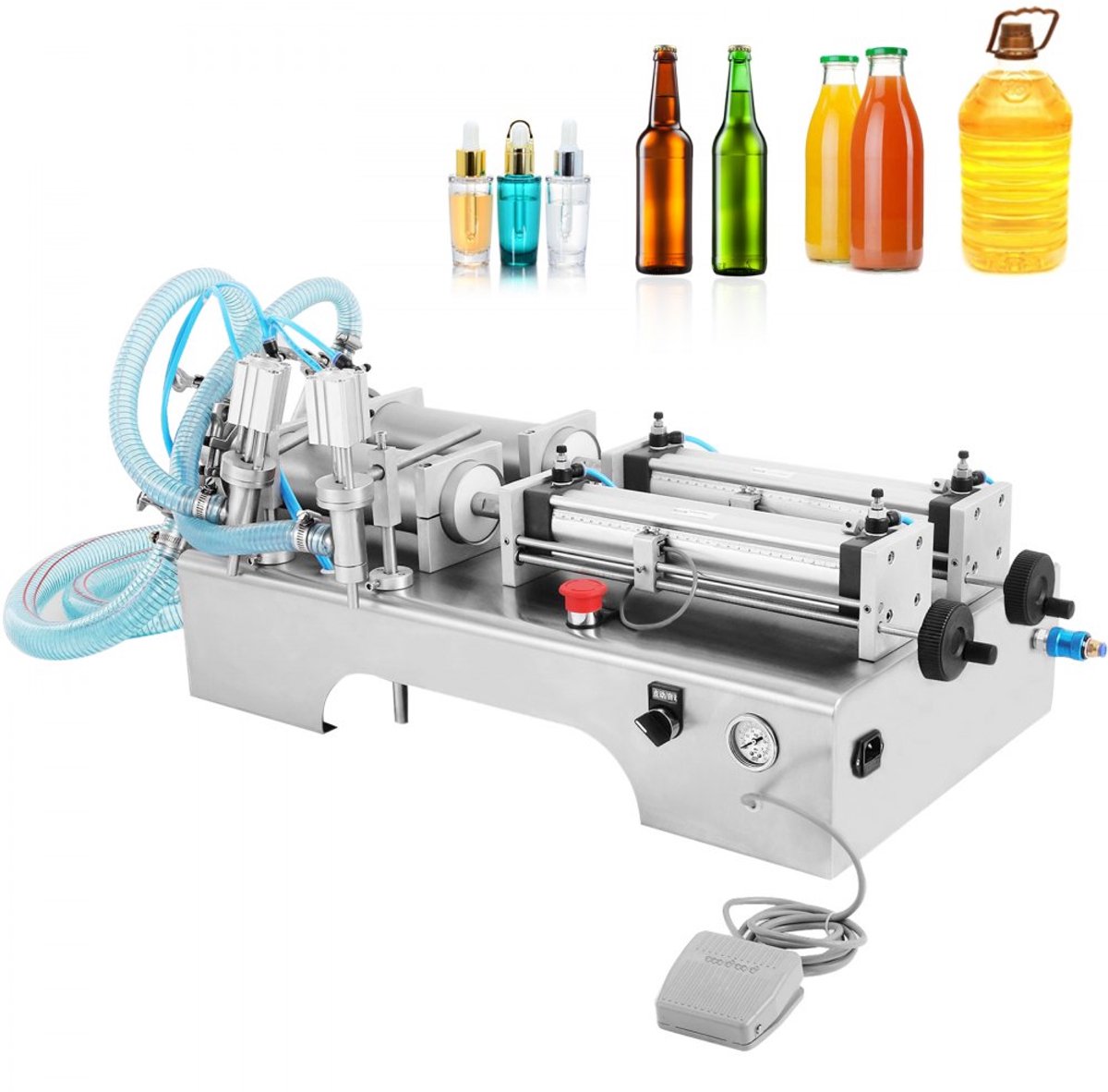 Vulmachine voor vloeistoffen - Vloeistofvulmachine - Dubbele Kop - Vulbereik 100–1000 ml - Vermogen 10 W
