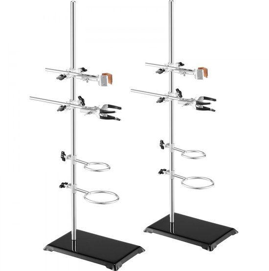 Statief Labo Laboratorium statief - Retortstatief set - Set van 2 - Stalen staaf 60 ...