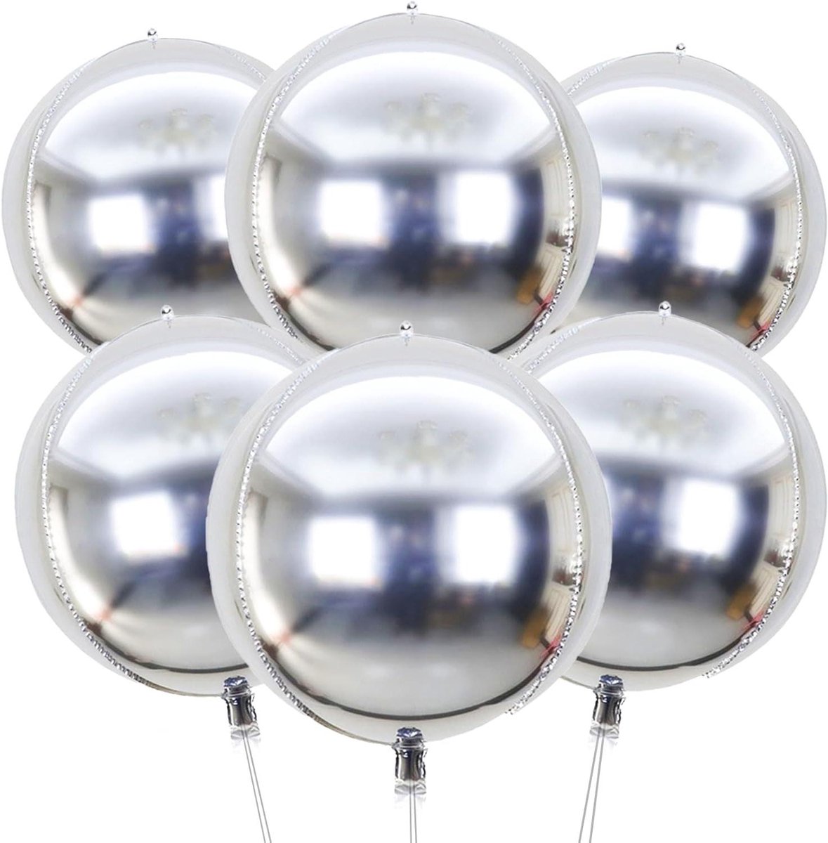 EGoods - XXL Zilveren Folieballonnen - Set van 6 stuks - Heliumballonnen van 45 cm - Grote 4D Ballonnen - Feestdecoratie voor Verjaardag, Bruiloft en Jubilea