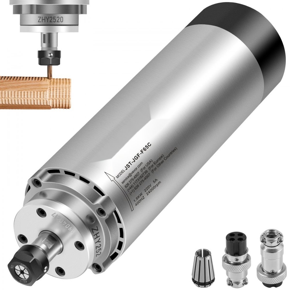 CNC-spindelmotor - Luchtgekoelde Spindel - Vermogen 1,5 kW - Spanning 220–250 V - Toerental 8000–24000 RPM - Voor CNC-frezen en Graveren