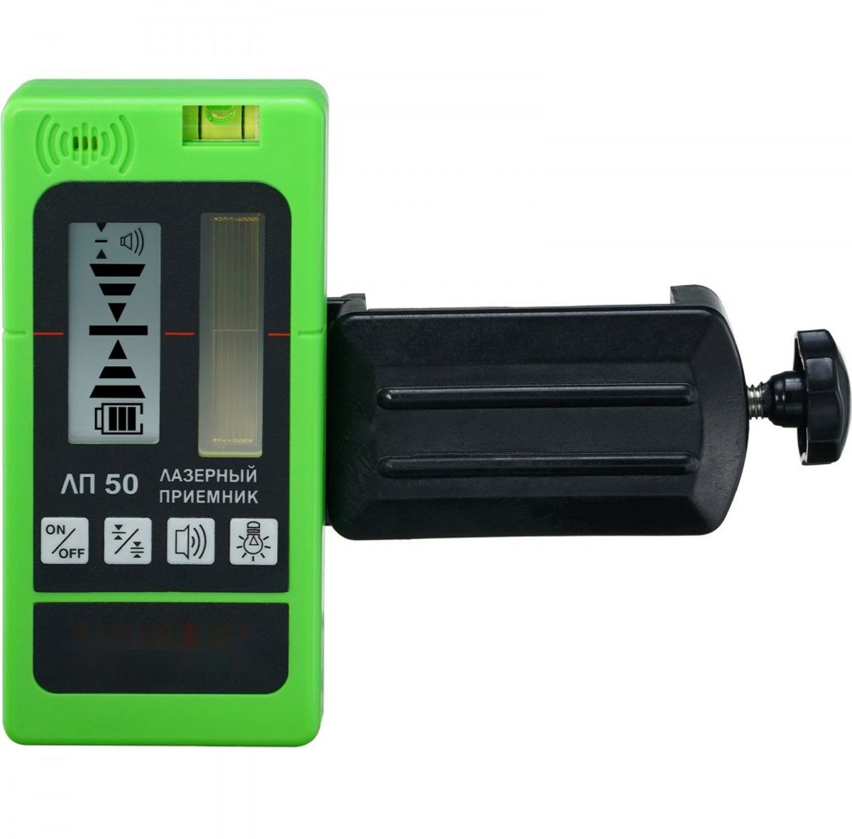 Laserontvanger - Laserdetector voor pulskruislijnlaser - Bereik 60 m - Nauwkeurigheid ±1,5 mm - Dubbel LCD met achtergrondverlichting - Werktijd 20 uur - Voeding 1,5V batterijen