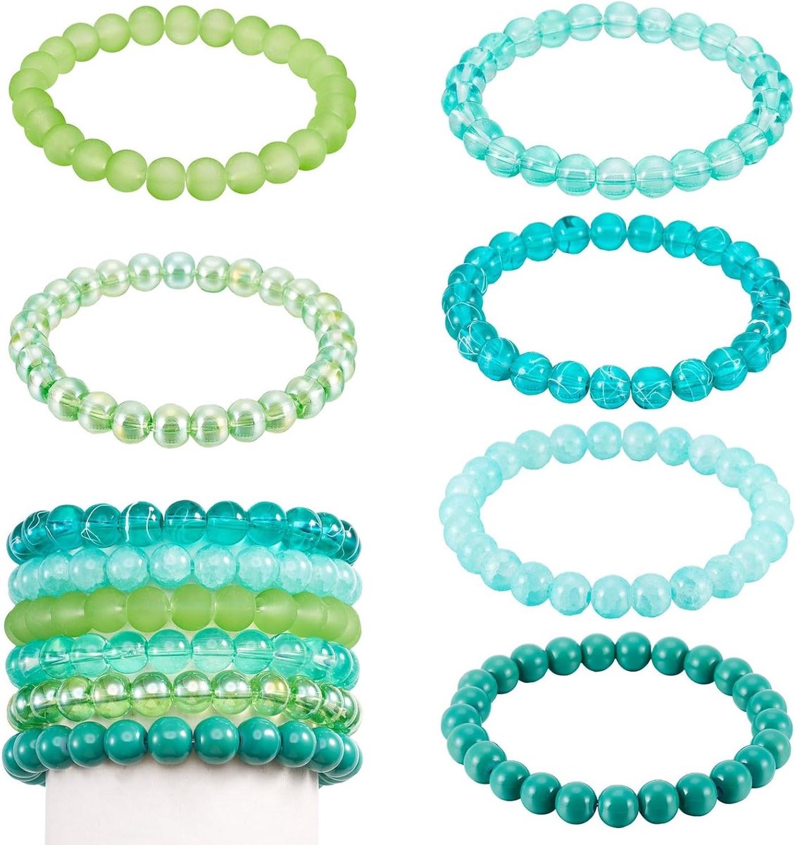 EGoods - Handgemaakte Glas Armbanden met Kristal Kralen - Stijlvolle Stretch Armbanden voor Vrouwen en Mannen - Stapelbaar Design met Kralen