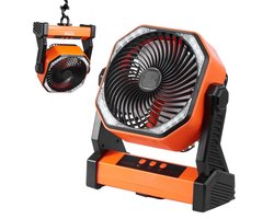 Draagbare ventilator - Staande en tafelventilator op accu - Batterij 20000 mAh - 4 Snelheden - 219 x 98 x 258 mm - Voor buiten, kamperen en reizen