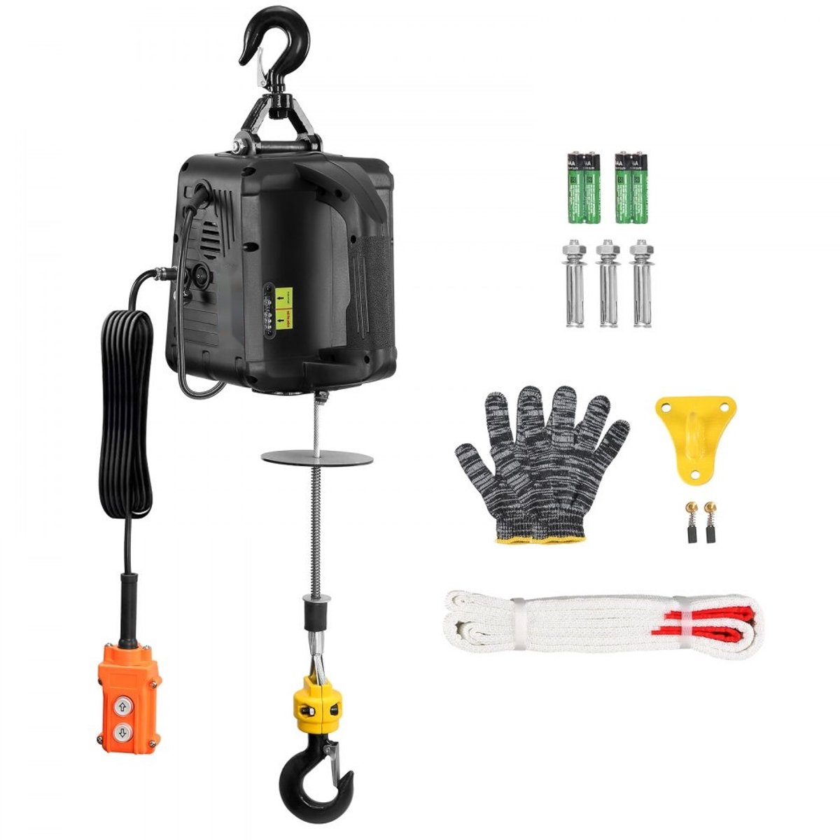 Elektrische lier & kabeltakel - 2-in-1 Motorlier - Hefvermogen 500 kg - Hefsnelheid 4 m/min - Hefhoogte 7 m - Motor 1500 W - 2 Bedieningsmodi Bedraad/Handmatig