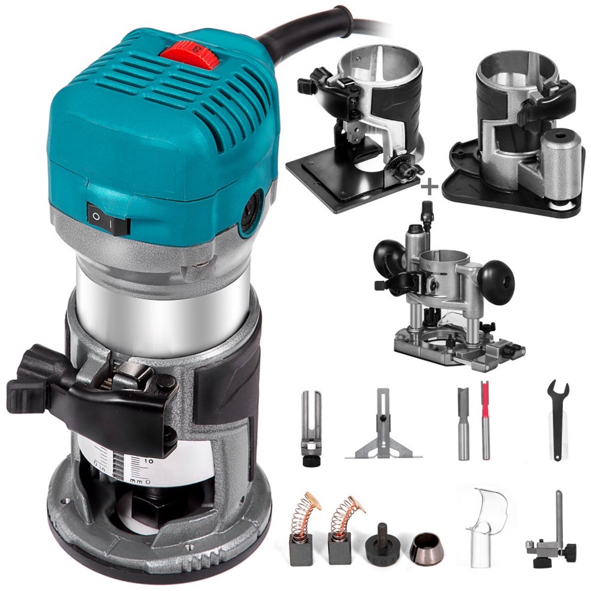 Bovenfrees - Multifunctionele Kantenfrees - 710W - Uitschuifbare Diepteverstelling - Nauwkeurig Frezen - Met 4 Voetstukken