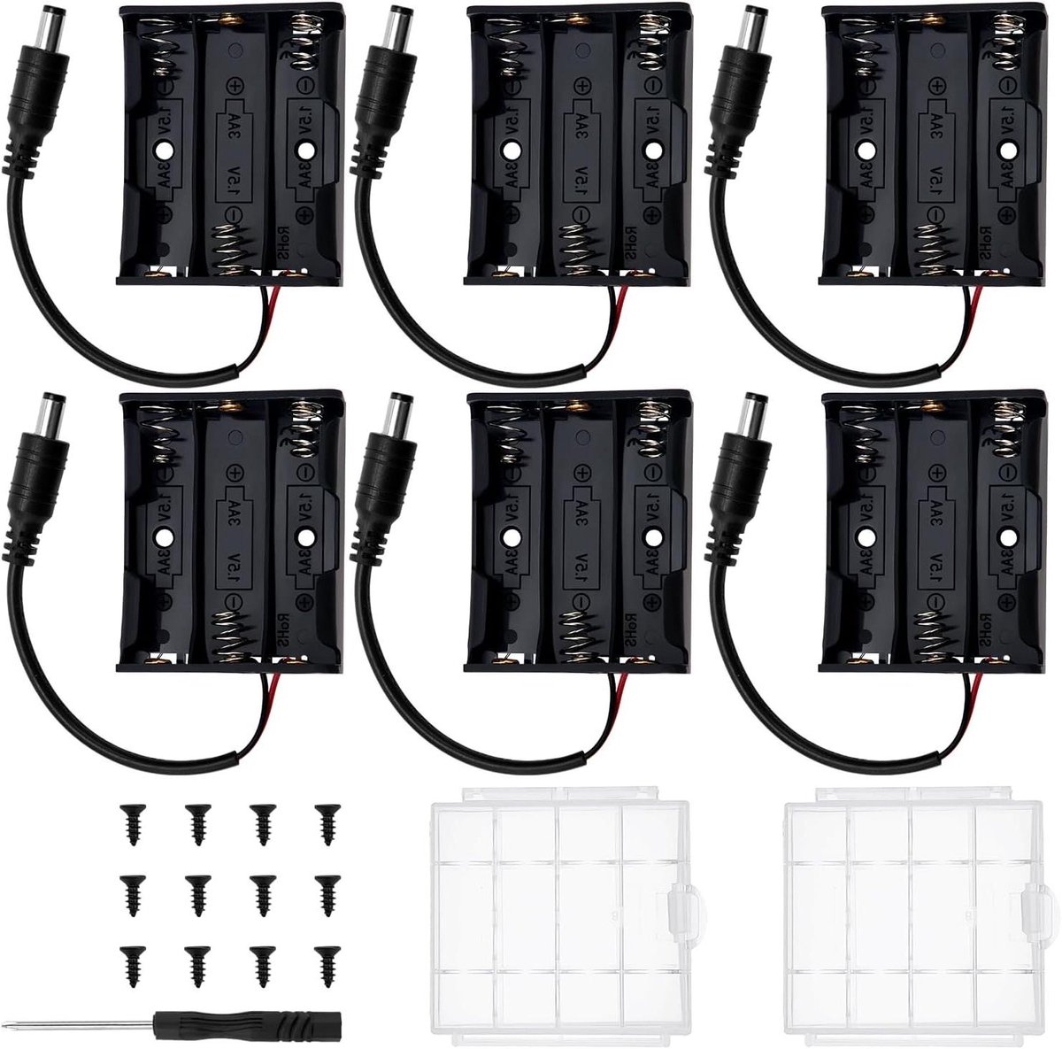 EGoods - Opbergdoos voor 3 x 1.5V AA batterijen met batterijhouder en accessoires