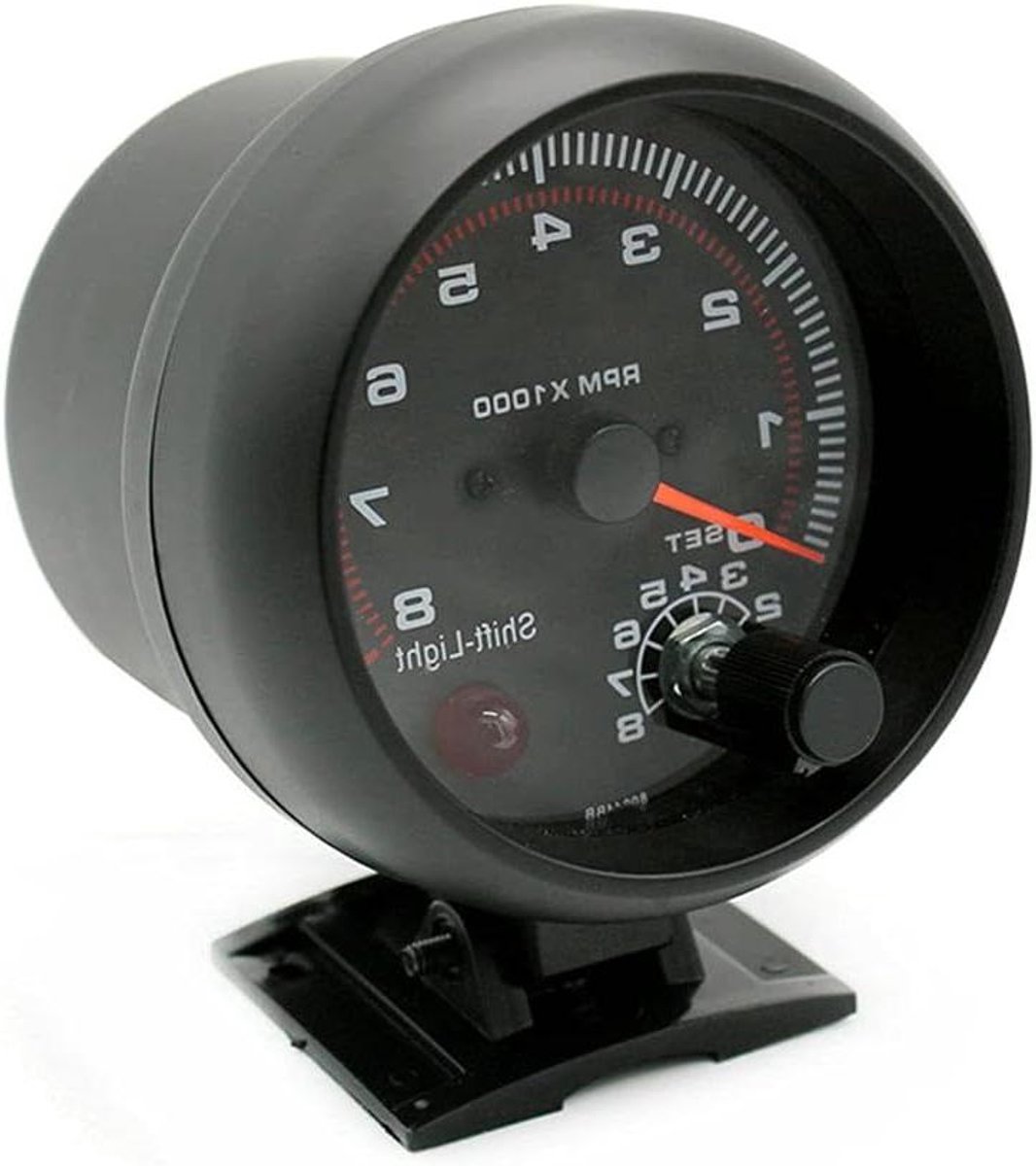 EGoods - Universele Witte LED Backlit Toerenteller Gauge voor Auto - 0-8000 RPM - Rood Shift Light