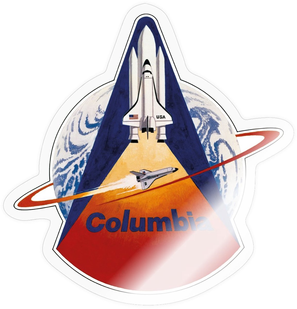 NASA Space Shuttle Columbia Sticker maat S (10 x 10 cm)