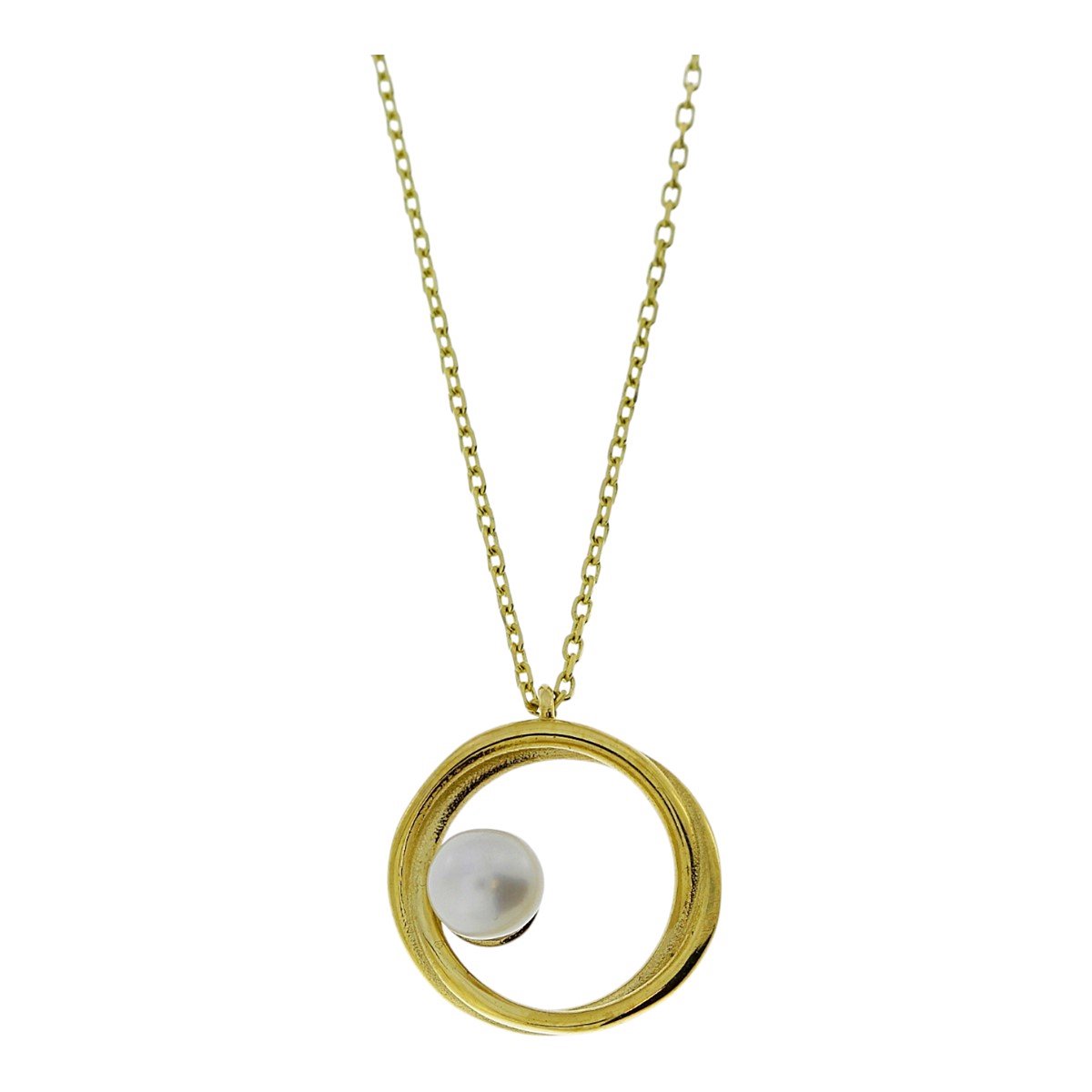 Gouden Ketting Cirkel Parel Hanger 14 karaats