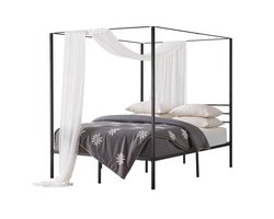 Hemelbed Queen Size - Metalen Bedframe - Draagvermogen 363 kg - Stalen Lattenbodem - Opbergruimte Onder Het Bed - Geen Boxspring Nodig - Zwart
