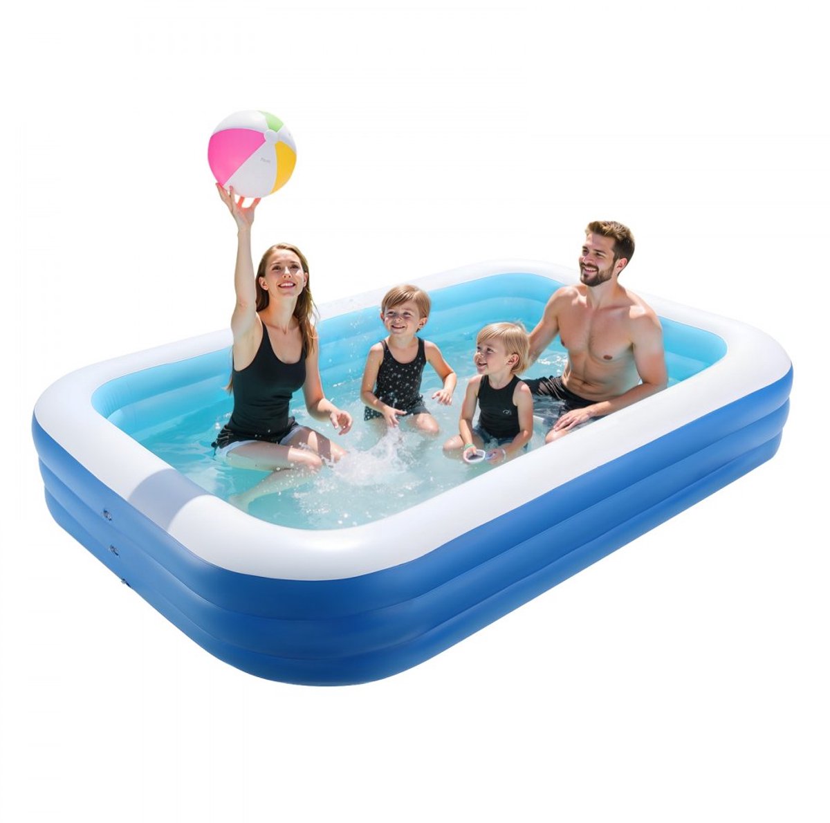Opblaasbaar Zwembad - Familiezwembad en Peuterbad - Rechthoekig - 300 x 170 x 51 cm - Met Reparatiepleisters - Voor Tuin