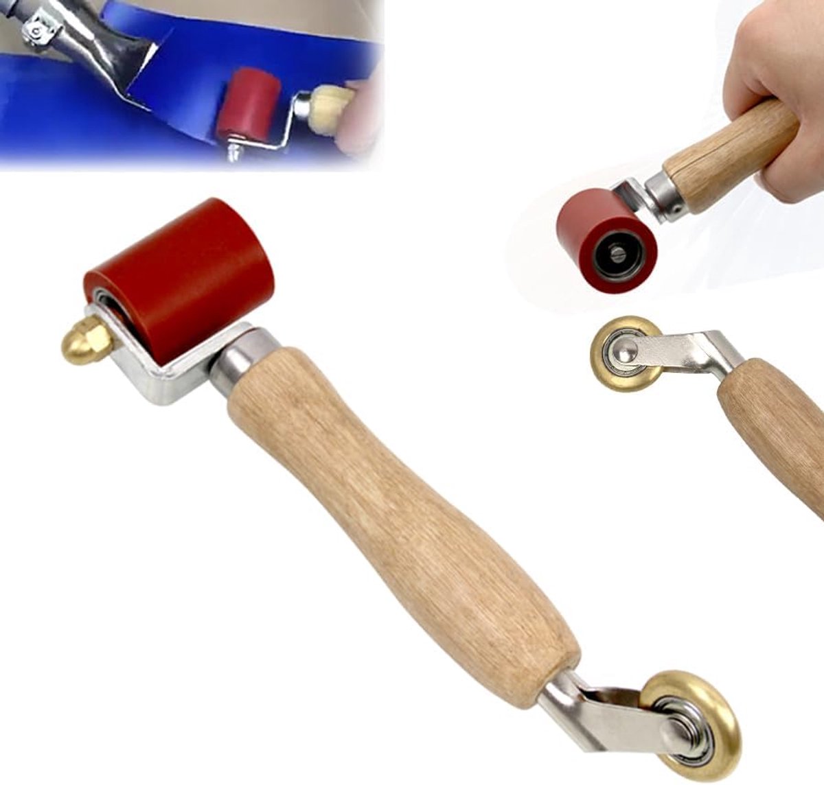 Siliconen naadroller, dubbelzijdig klemgereedschap Geschikt voor dubbele as - rood