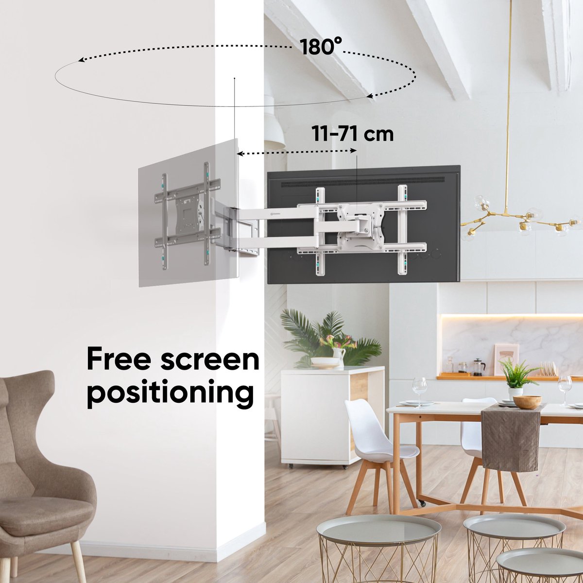 ONKRON M7L-W tv-bevestiging 190,5 cm (75") Wit