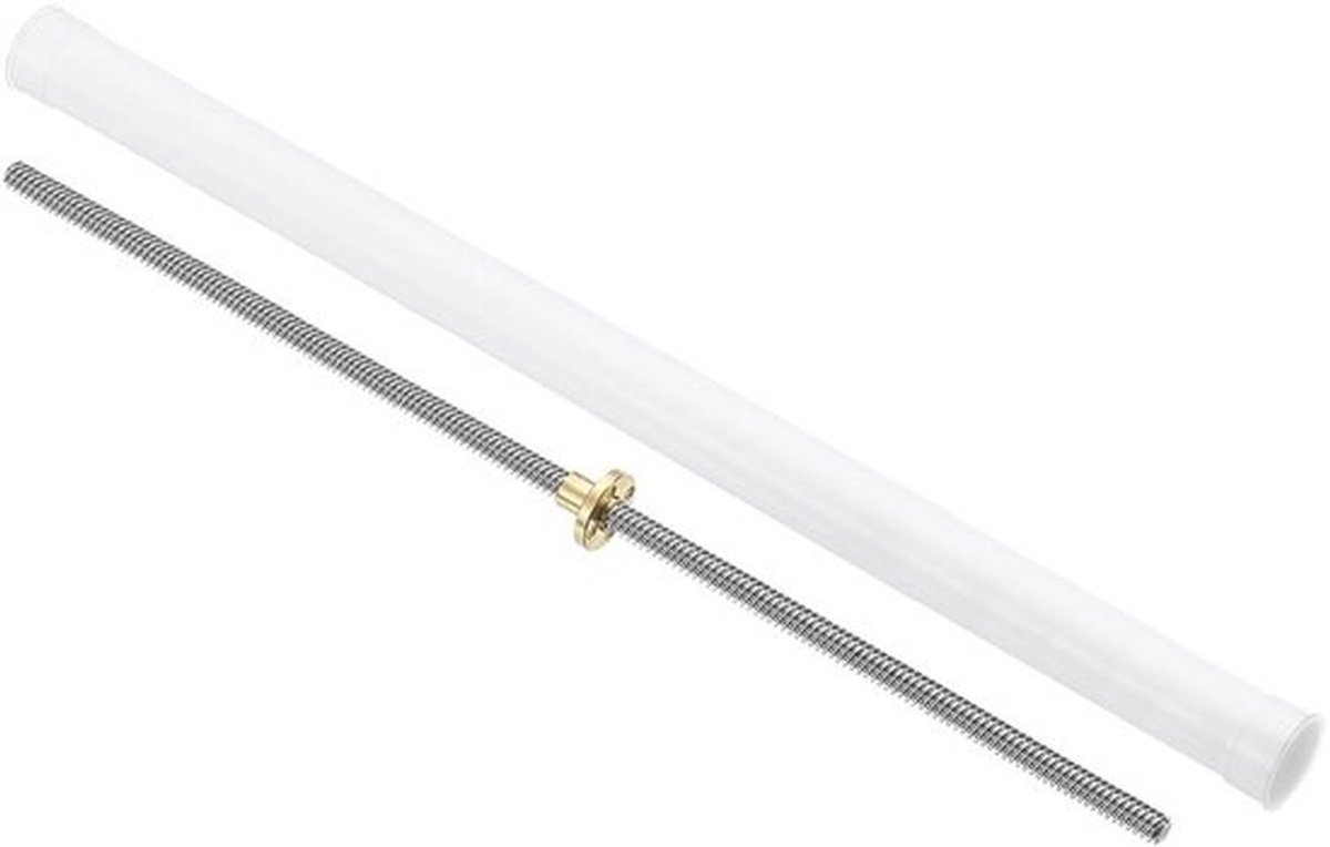430 mm Loodschroef met Messing Moer voor Printer Upgrade, RVS 304 Schroefstang, 2 mm Helling - 8 mm Toevoer