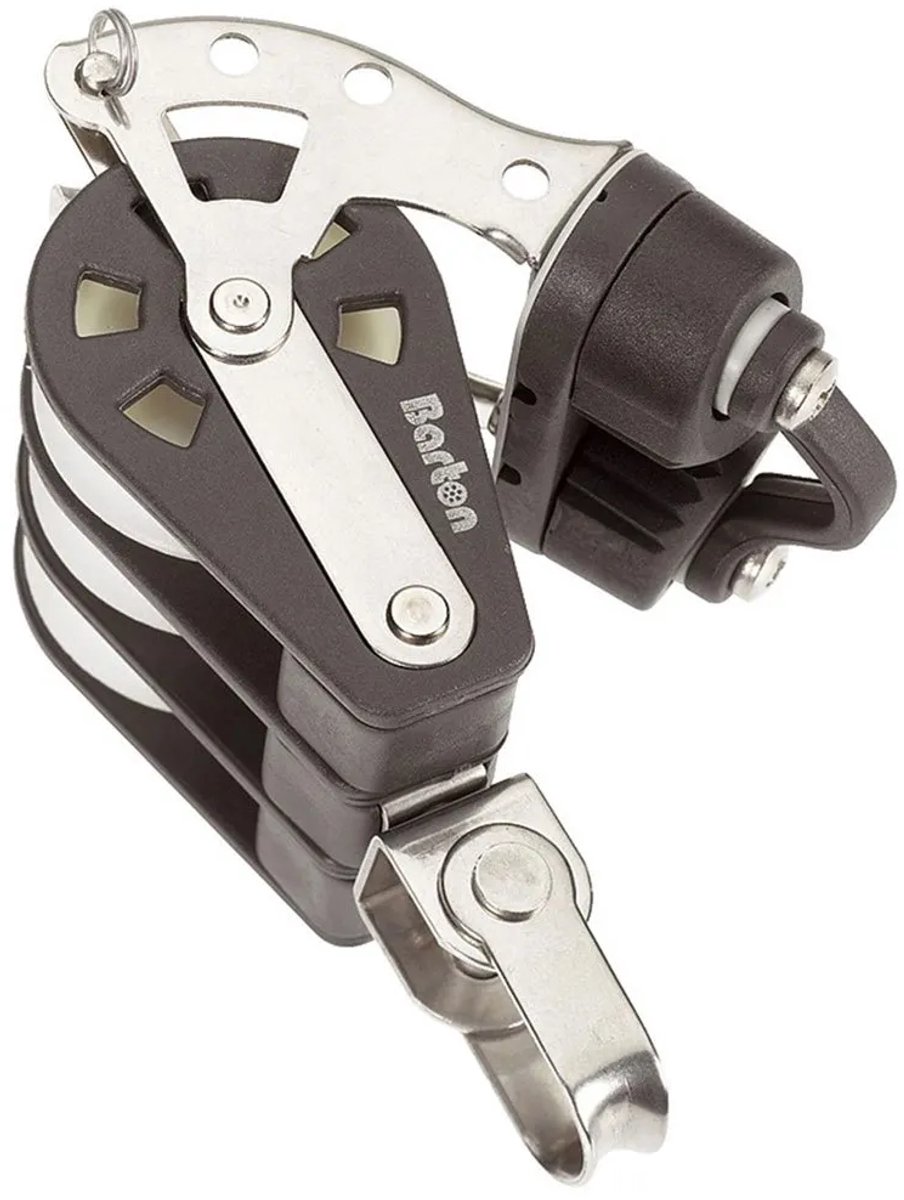 Barton Marine Drievoudige Draaibare Katrol Met Touwondersteuning/klem 400kg 10 Mm Zilver 115 mm