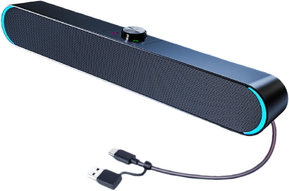 longziming -Usb Aangedreven Pc-Luidspreker - Stereo Audio - Hoge Kwaliteit Geluid Verlichting - 1 - Voor Muziek En Gaming - Zwart