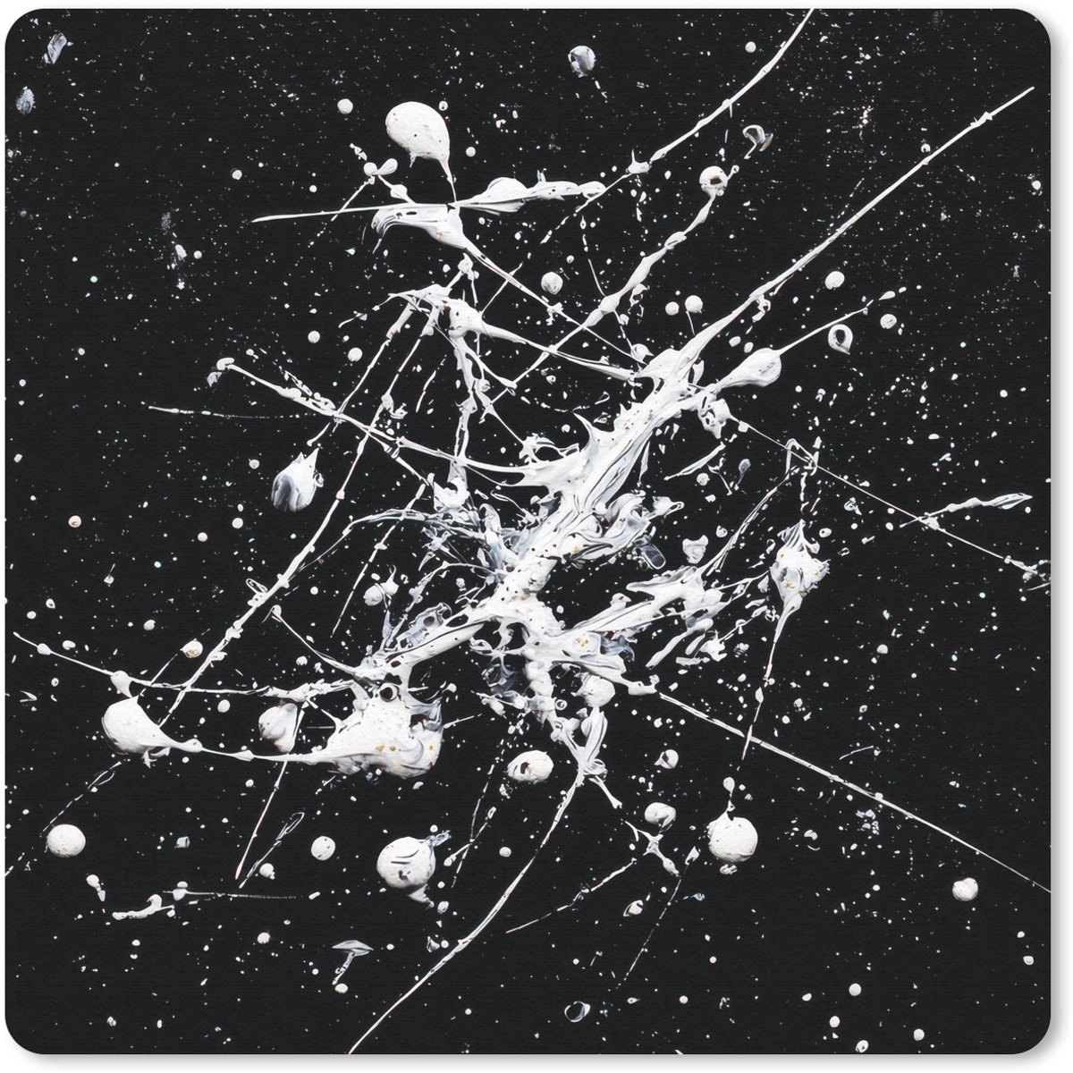 Muismat 20x20 cm - Mousepad Verfspatten - Wit - Abstract - Explosie - Muismatten