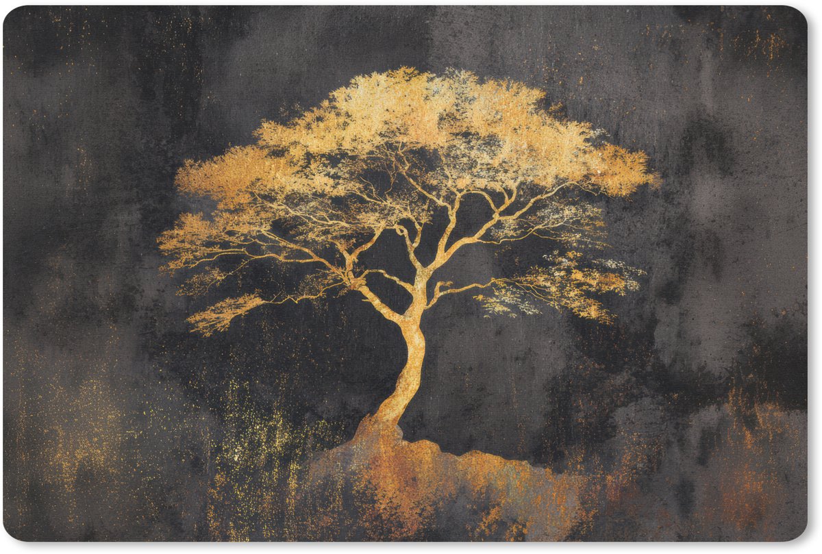 Muismat 27x18 cm - Mousepad Boom - Schilderij - Goud - Abstract - Muismatten