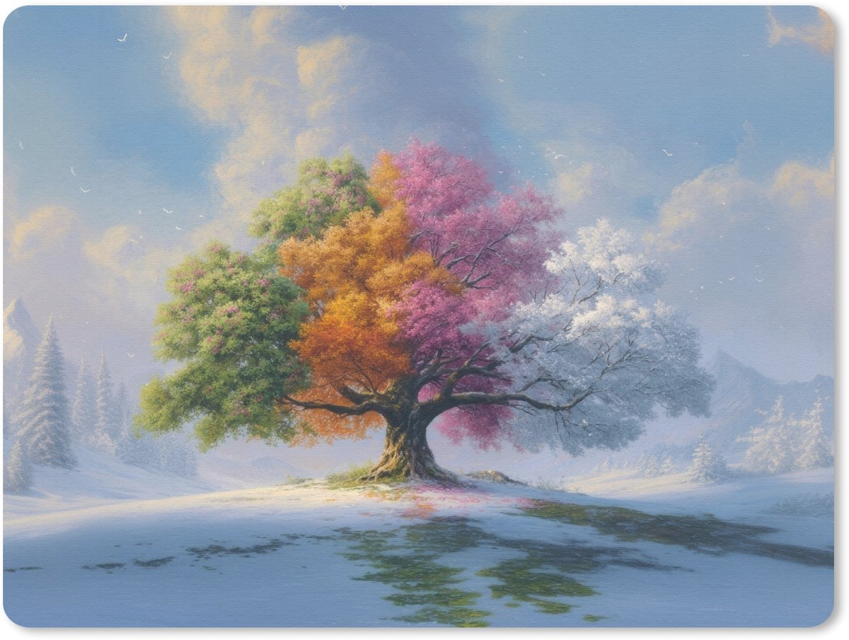 Muismat 23x19 cm - Mousepad Boom - Seizoenen - Winter - Landschap - Muismatten