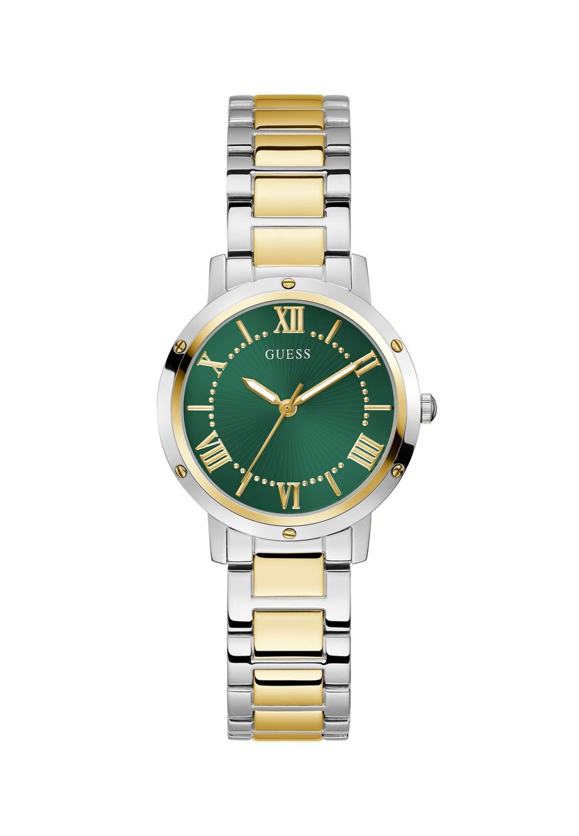 Guess Dawn Quartz Analoog Horloge Twee Toon Case: 100% Recycled Steel | Armband: 100% Recycled Steel 34 mm GW0404L4, GW0404L5