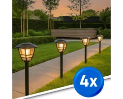 Solar tuinverlichting pad 'Prickle' - Voordeelset van 4 - Padverlichting - Buitenlampen op zonne-energie - Zwart