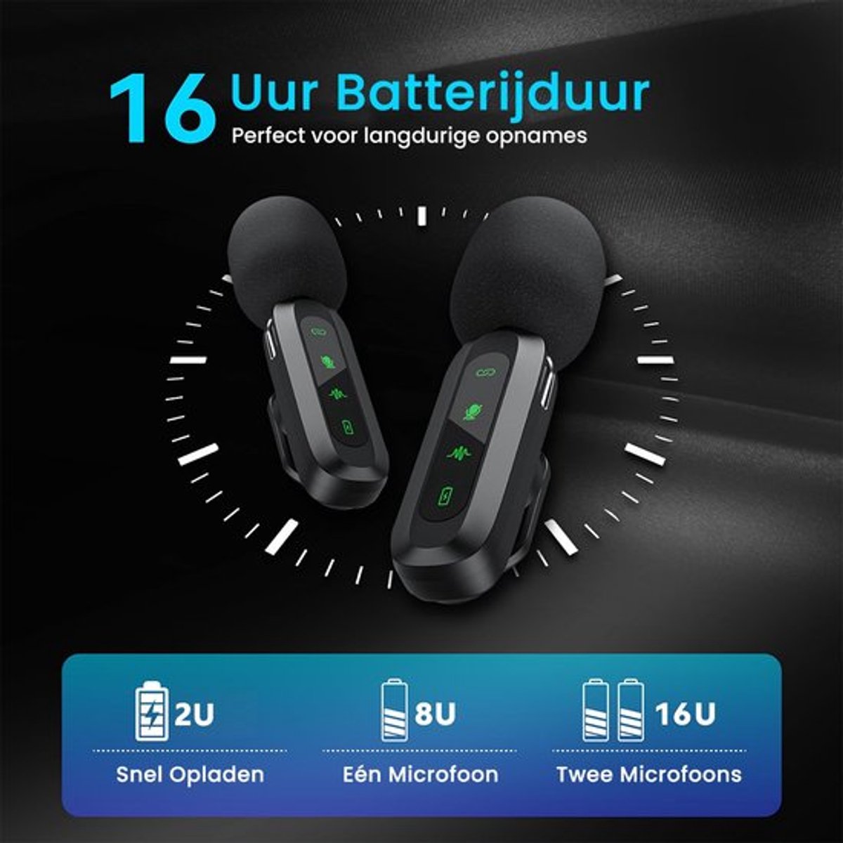 TRANSNECT - Draadloze Microfoon - 2 stuks - Microfoon Draadloos - Dasspeld Microfoon Draadloos - Microfoon Bluetooth - Lavalier Microfoon - USB-C & 8-pins ontvanger - Geschikt Voor Alle Telefoons — cadeau in Cadeau-ideeën - foto 2