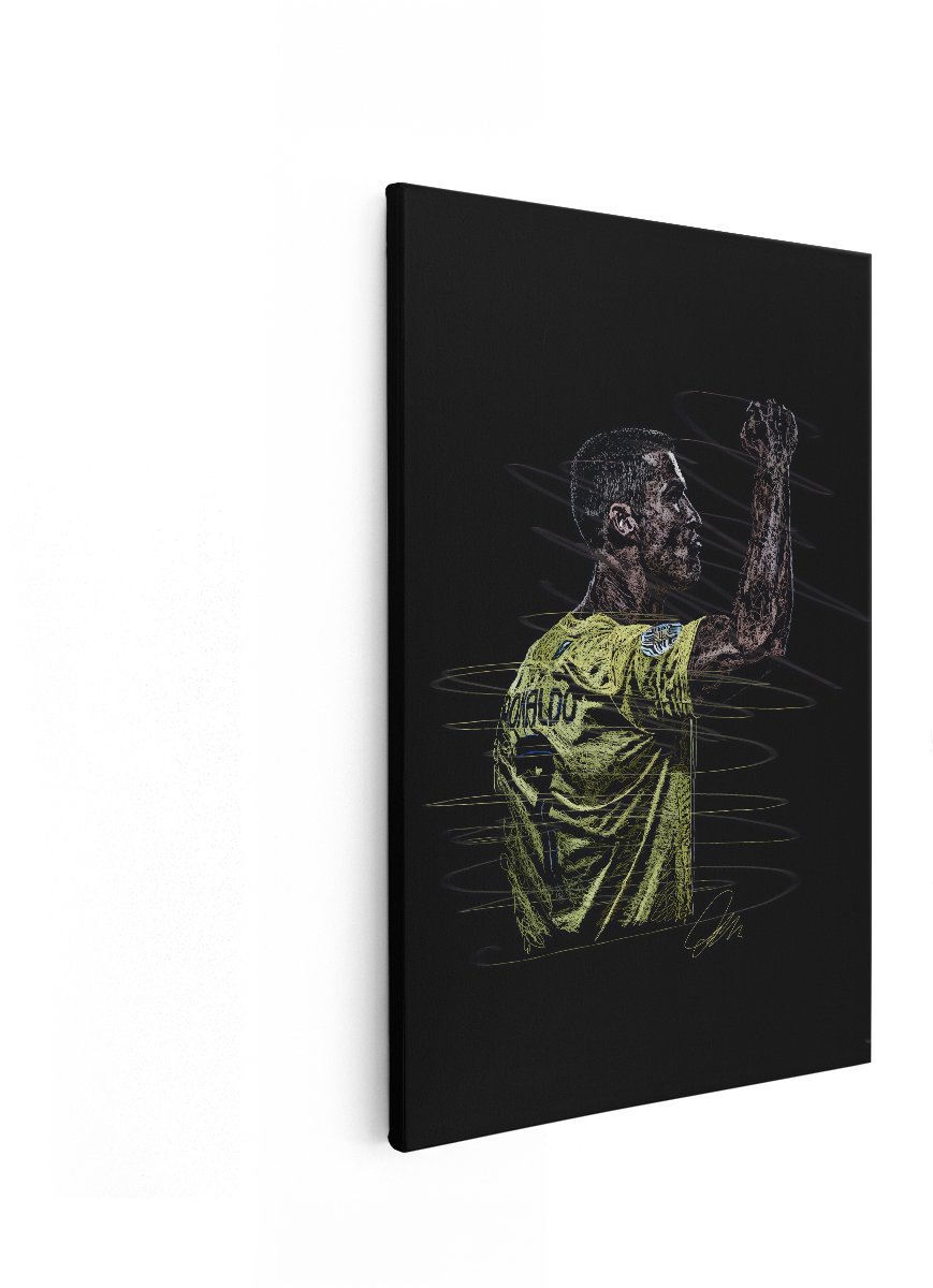 Artaza Canvas Schilderij Cristiano Ronaldo - 40x60 cm - Voetbal Wanddecoratie - Muurdecoratie Portret - Line Art Schilderijen Op Canvas