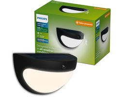 Philips LED Philips Swyn Solar wandlamp - Zonne-energie - Warmwit licht: 2700K - Zwart - Twee lichtstanden - Schemersensor - Bewegingssensor - Solar buitenverlichting