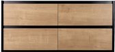 Meuble suspendu sous vasque simple - Naturel clair et noir - 120 cm - LANNICK L 120 cm x H 55 cm x P 45,6 cm