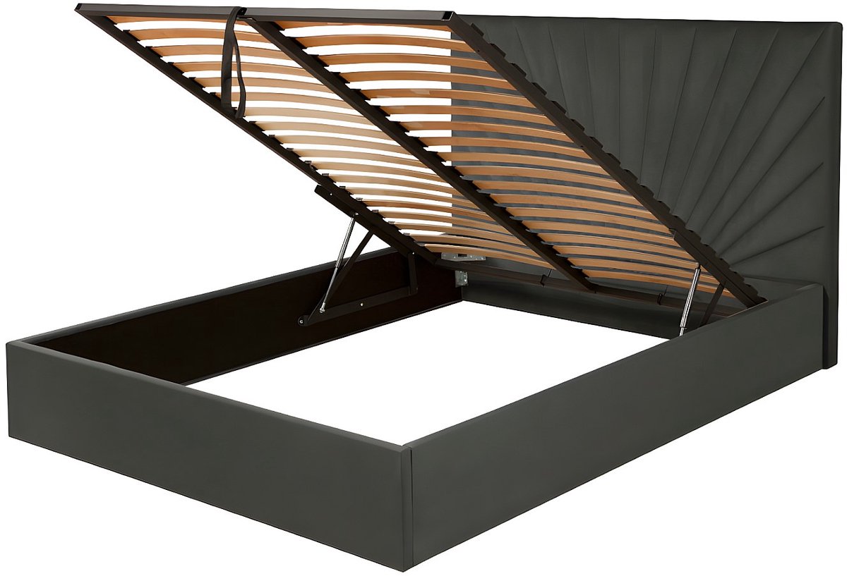 Vente-unique Bed met opbergruimte fluweel antracietgrijs 140