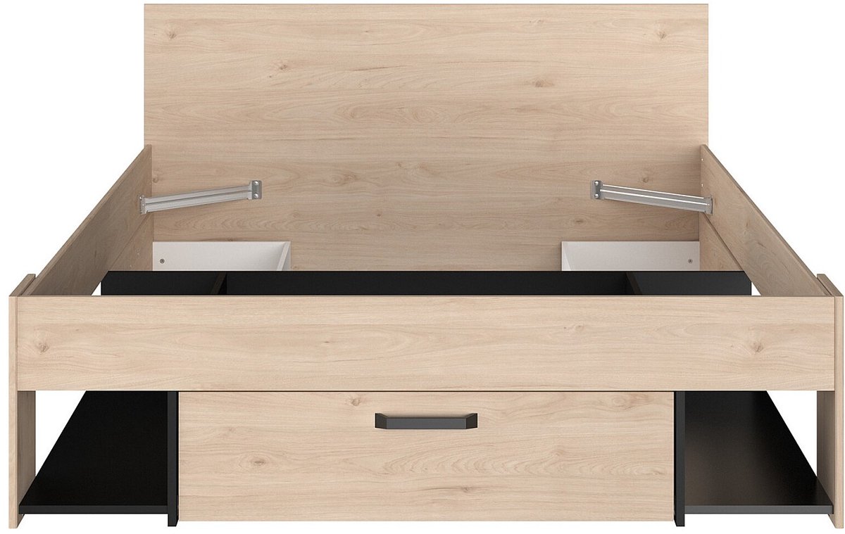 Vente-unique Bedframe hout zwart 140 x 200 cm, 140 x 190 cm