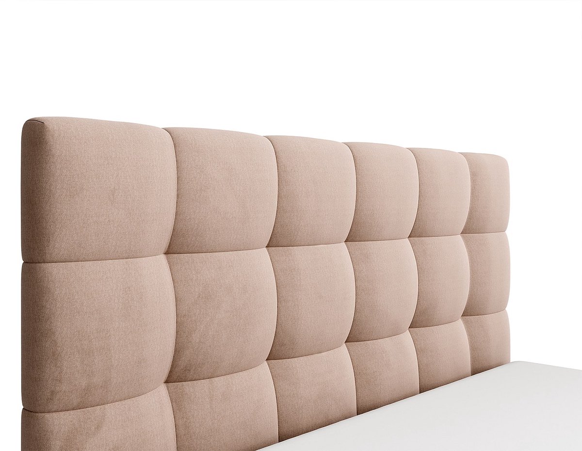 Vente-unique Bed met opbergruimte fluweel beige 200 x 200 cm