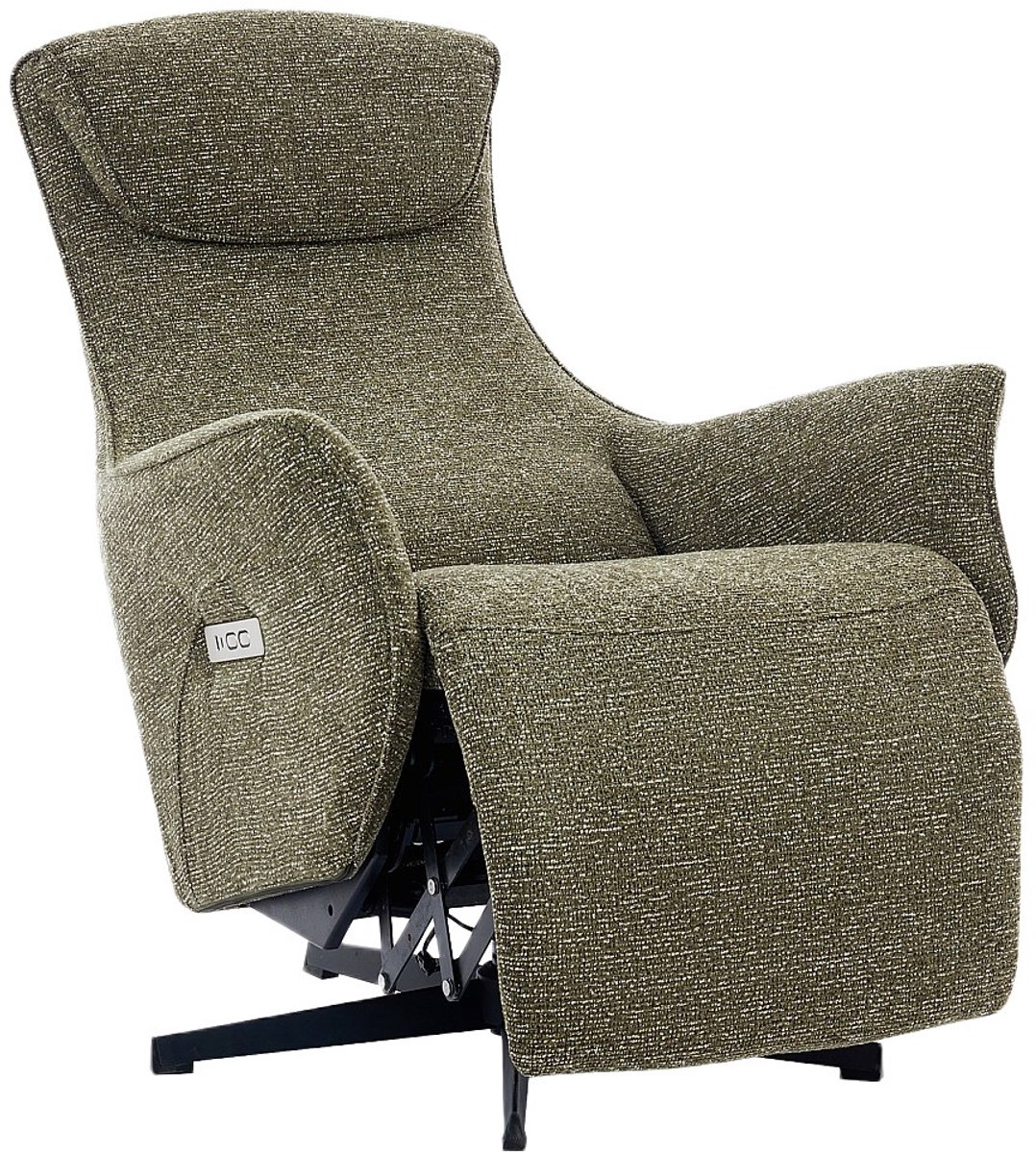 Vente-unique Elektrische relaxfauteuil in groene getextureerde stof TASEMO