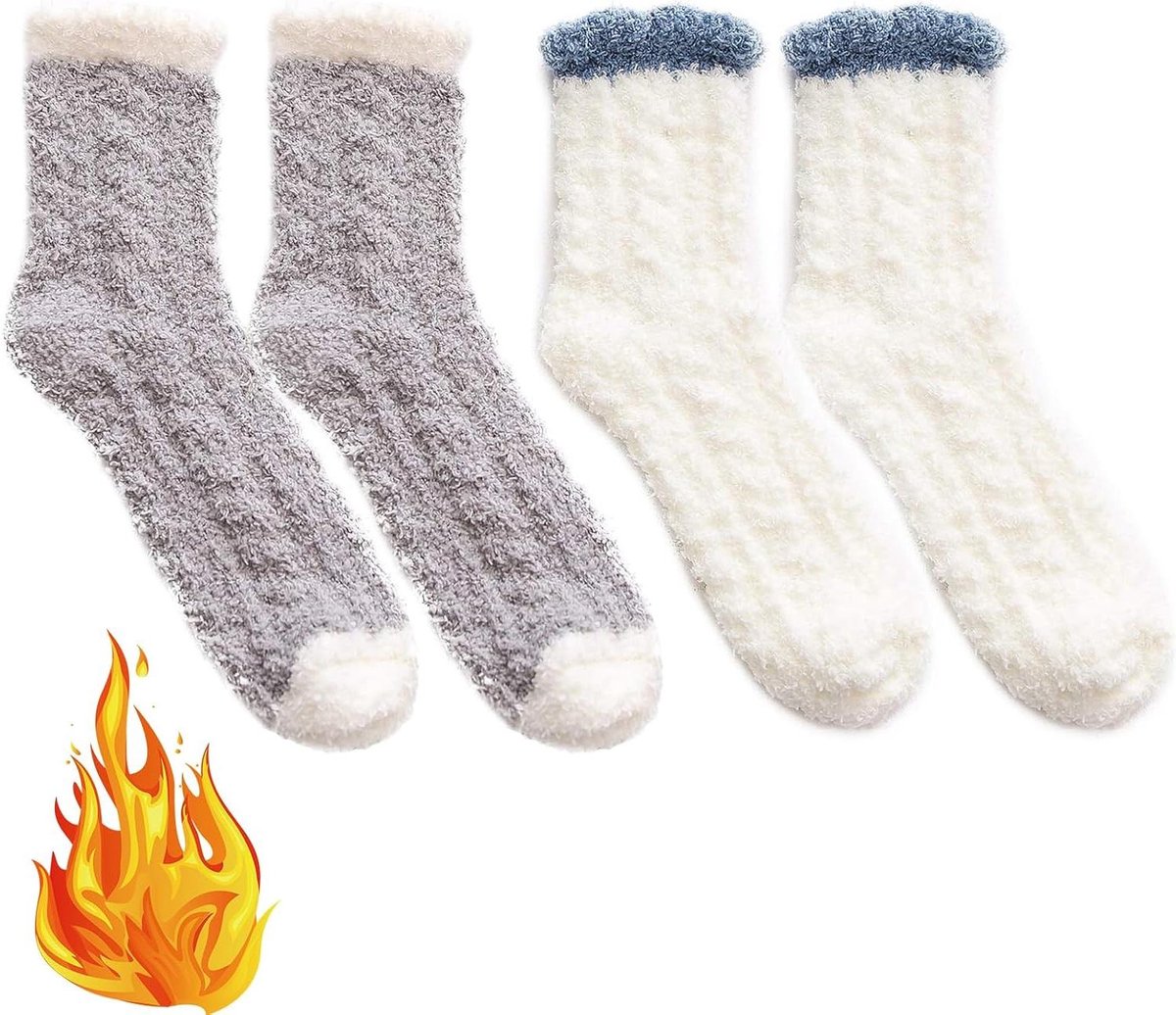 Cosensi Warme Pluizige Sokken Dames Winter Slipper Bed Fleece Zacht Comfortabel 2 Paar. Any